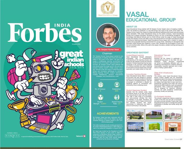 Forbes India Article about Vasal Educational Group